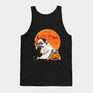 Pug Dog with Candy Pumpkin Tshirt Halloween Gifts Tank Top